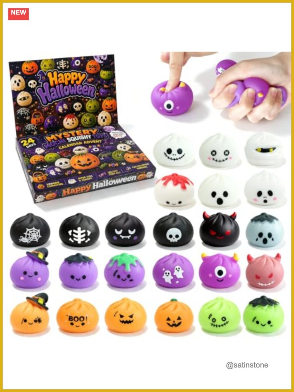 Halloween Advent Calendar 2026 with 24 Squishy Mochi Toys Stress Relief Fidget